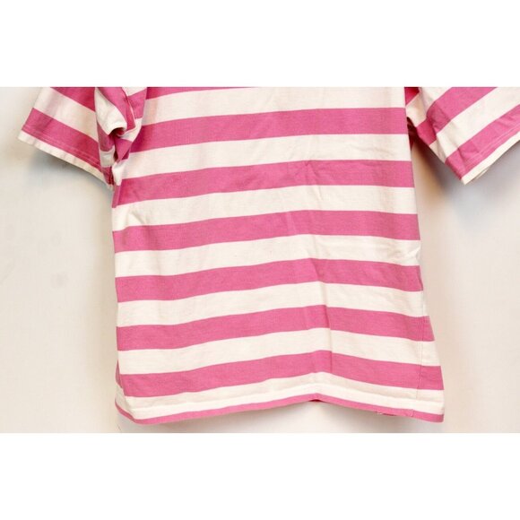 VTG 80s Boscali Pink Stripe TShirt Womens Medium Teal Crewneck Classic Preppy - Picture 8 of 10
